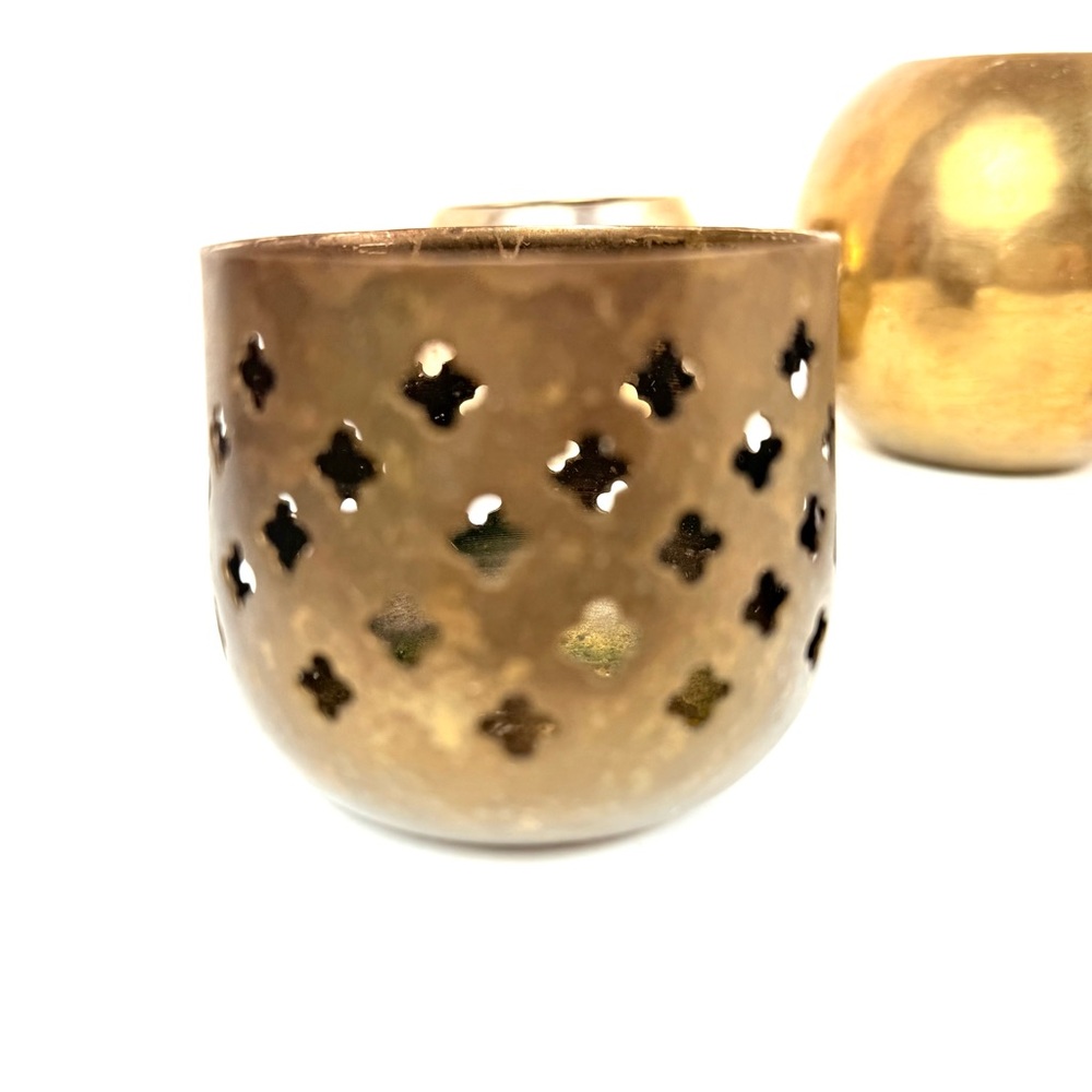 Set Of 5 India Brass Cut Out Candle Holders Lot Various Designs Clover, Duck, - Picture 3 of 11